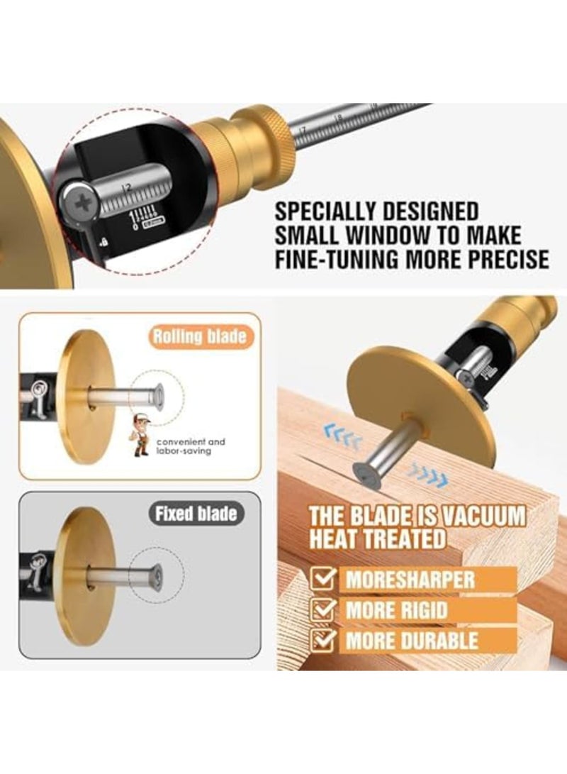 أداة قياس العلامات بعجلة مع شفرة متحركة، دقة 0.2 مم، أداة نقش على شكل دلفين، شفرة قابلة للدوران لمشاريع النجارة، أداة أساسية للحرفيين، النجارين، وهواة الأعمال اليدوية (أسود) - Image 3